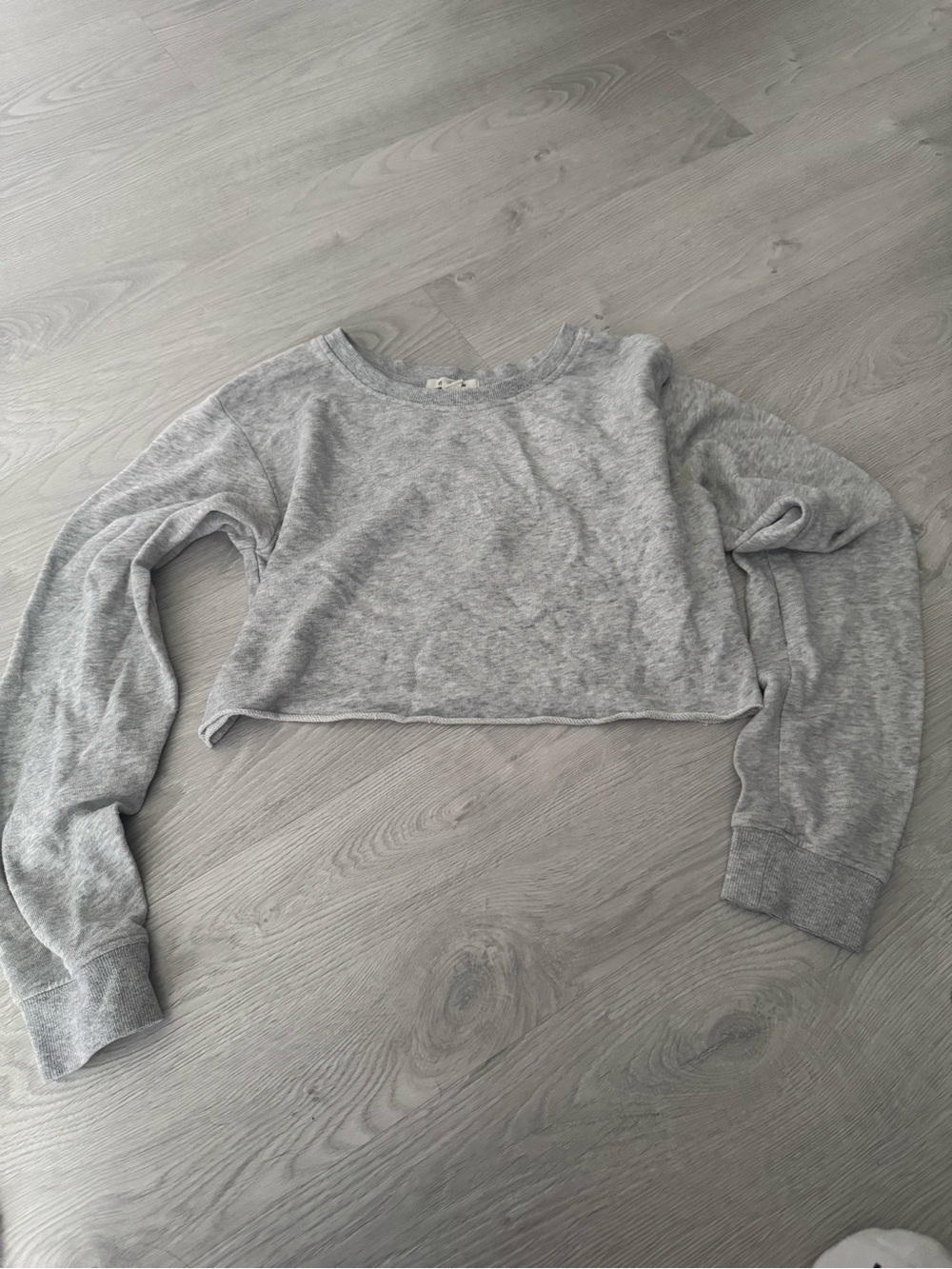 Garage Light Gray Cropped Long-Sleeve Top